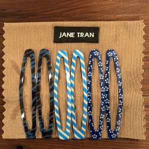 Jane Tran Blue Metal Hair Barrettes